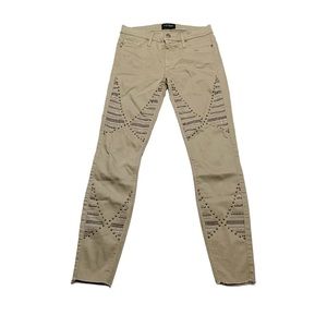 Black Orchid Los Angeles Studded Distressed Raw Hem Noah Ankle Fray Skinny Jeans